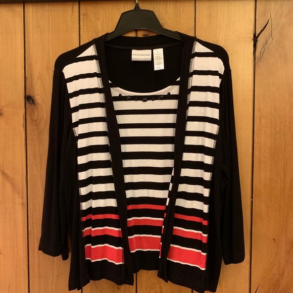 Alfred Dunner Tops - Cardigan with built in shell